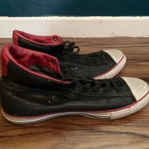 Waterproof/ leather black and red Chucks
